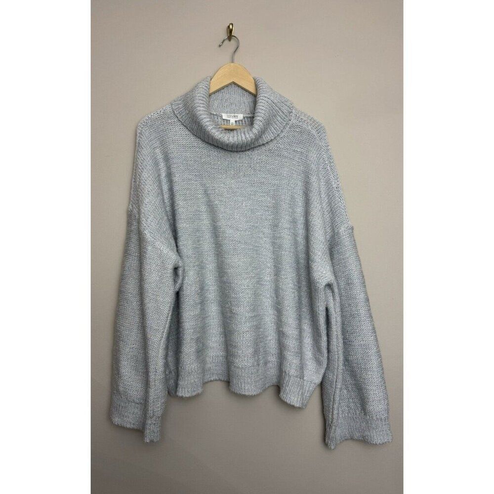Haven Well Within Sweater Size 2XL Cowl Blue Cropped Flare Sleeve Wool Blend